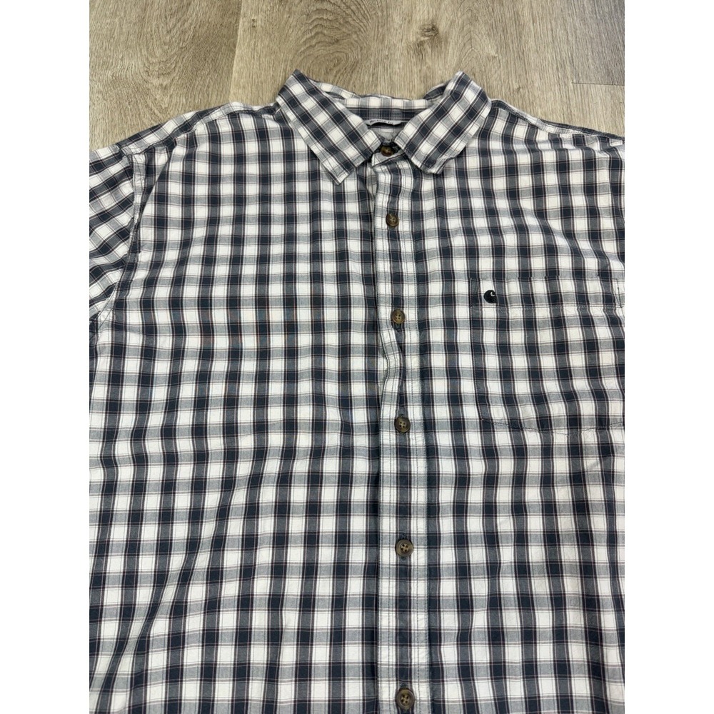 Carhartt Shirt Mens XL Plaid Button Down Work Short Sleeve Relaxed Fit